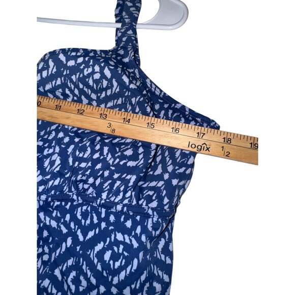 Womens Blue & White Ikat Print Tankini Swim Top With Padded Cups - Picture 4 of 5